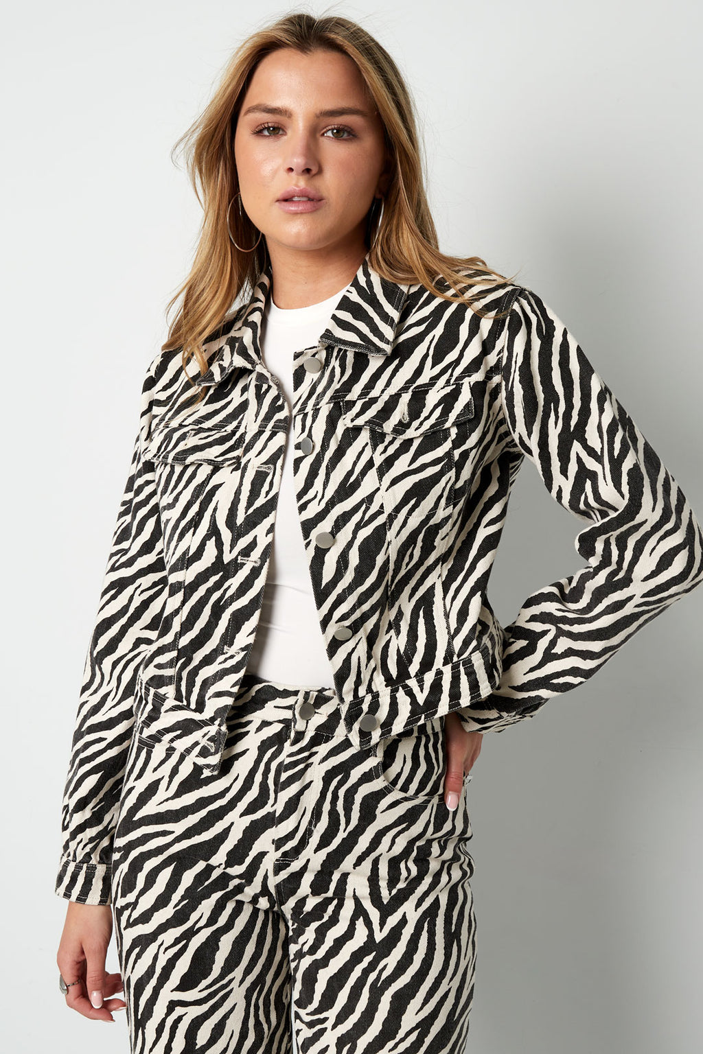 Cotton Denim Women's Jacket Street Elegant Specialty Animal Print