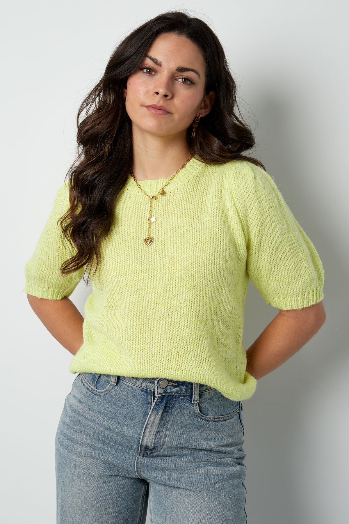 Nylon Women's Short Sleeve Top Knitted Back Tie Design