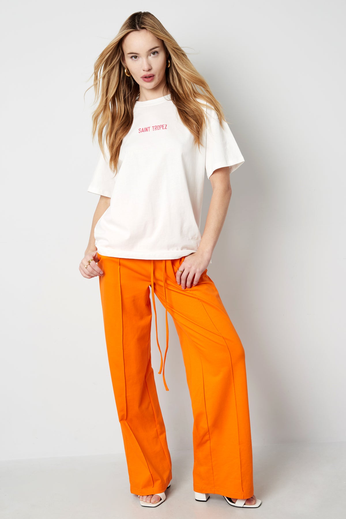 Cotton Women's Wide Leg Pants Comfortable Drawstring Waist