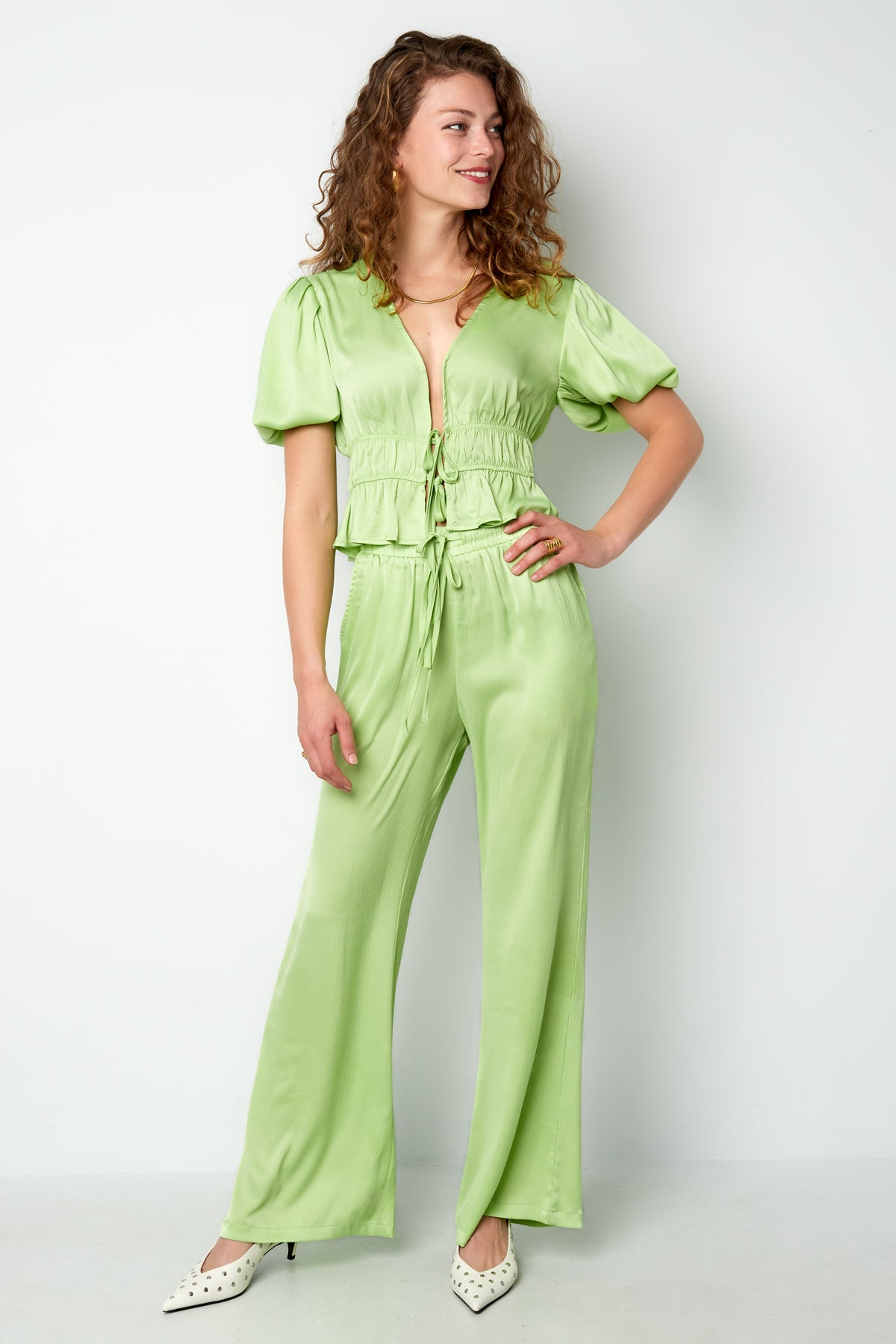 Woven Polyester Women's Straight Pants Casual Solid Color Spring/Summer