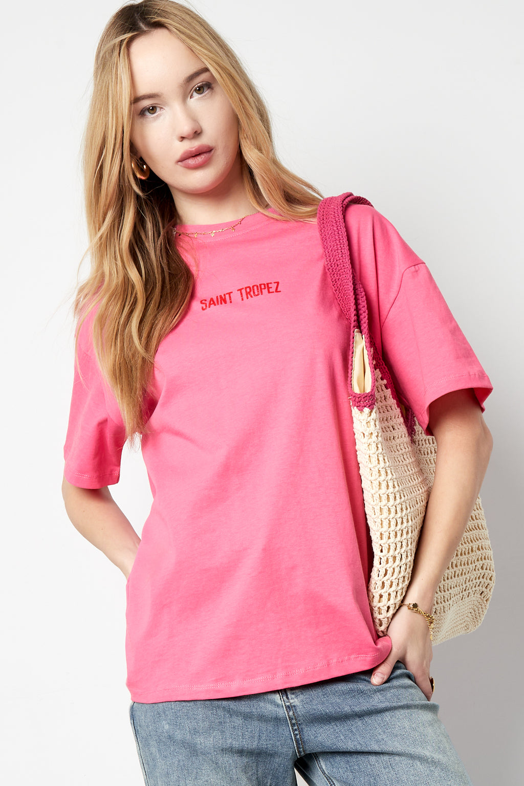 Cotton Women's T-shirt Oversized Saint Tropez Print