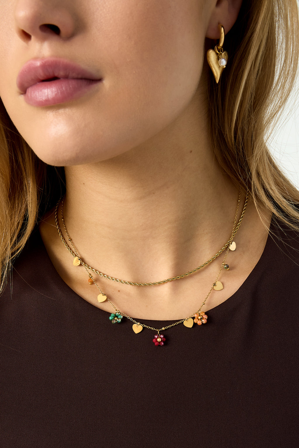 Stainless Steel Pendant necklaces Flower Casual Daily Simple Series Women's jewelry