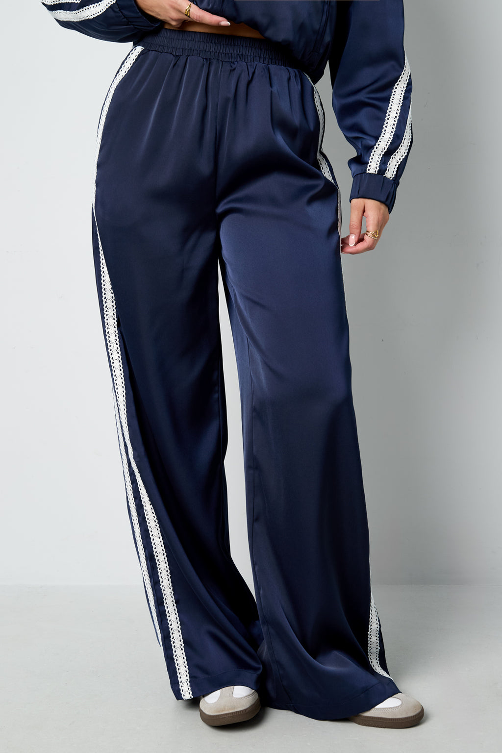 Woven Polyester Fiber Women's Straight Leg Pants Sporty Color Clash