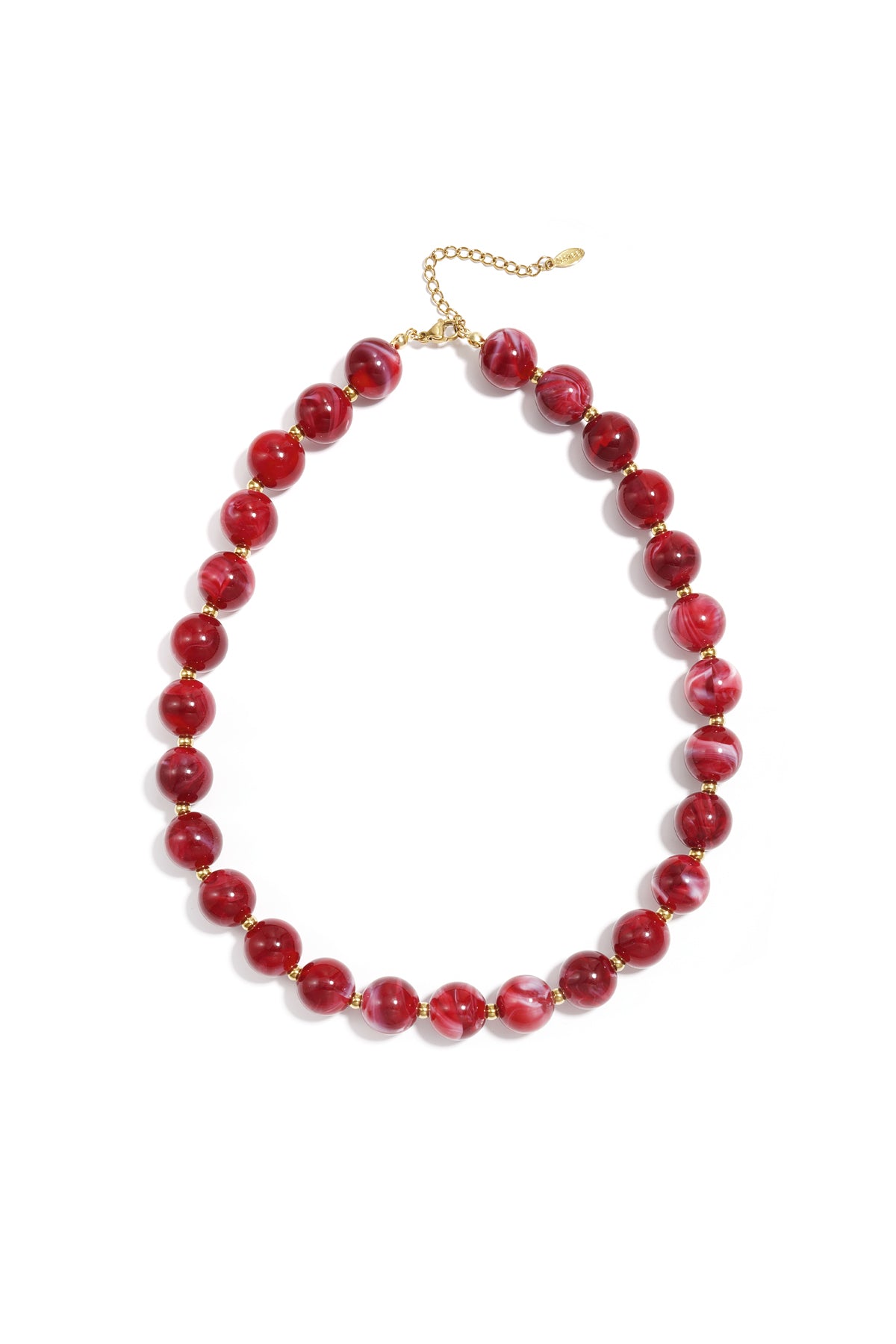Bead necklace with gold beads 13.5mm