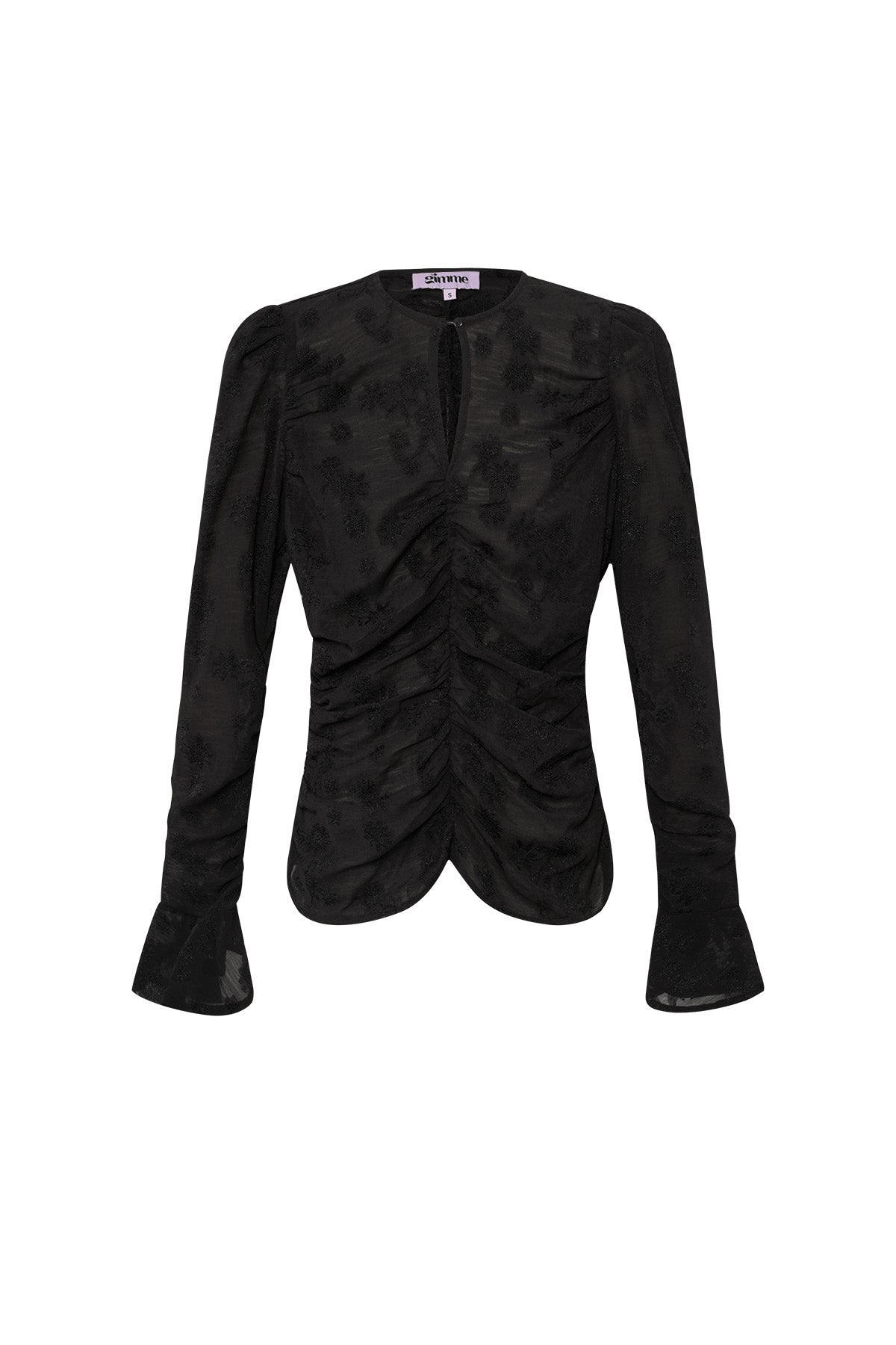 Polyester Women's Long Sleeve Top Ruched Design