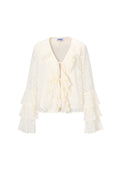 Woven Polyester Fiber Women's Long Sleeve Tops Elegant Botanical