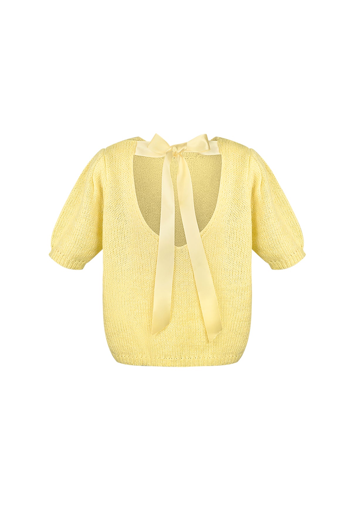 Nylon Women's Short Sleeve Top Knitted Back Tie Design