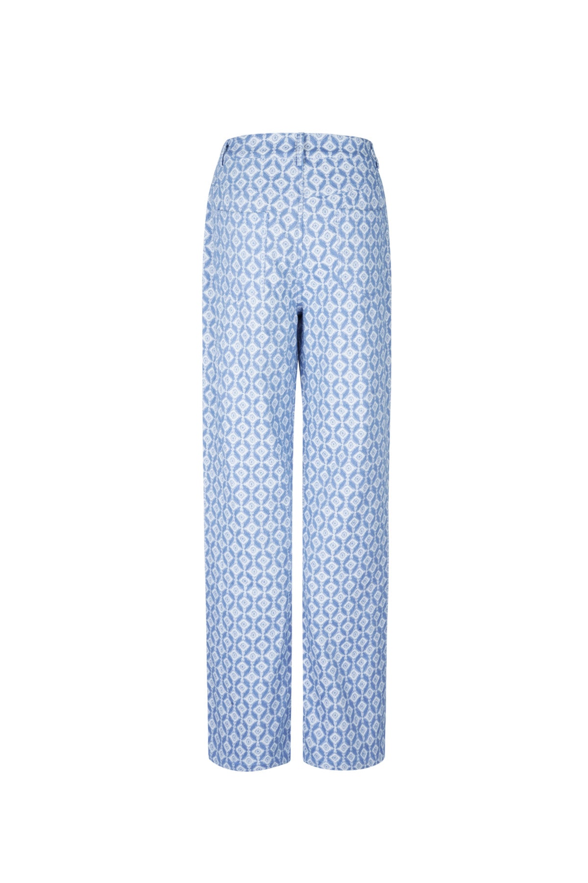 Cotton Woven Women's Straight Leg Pants Geometric Pattern