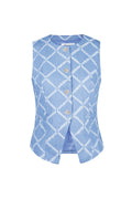 Cotton Women's Sleeveless Top Buttoned Geometric Pattern