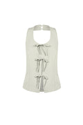 Woven Polyester Fiber Women's Sleeveless Top Casual Bow Detail