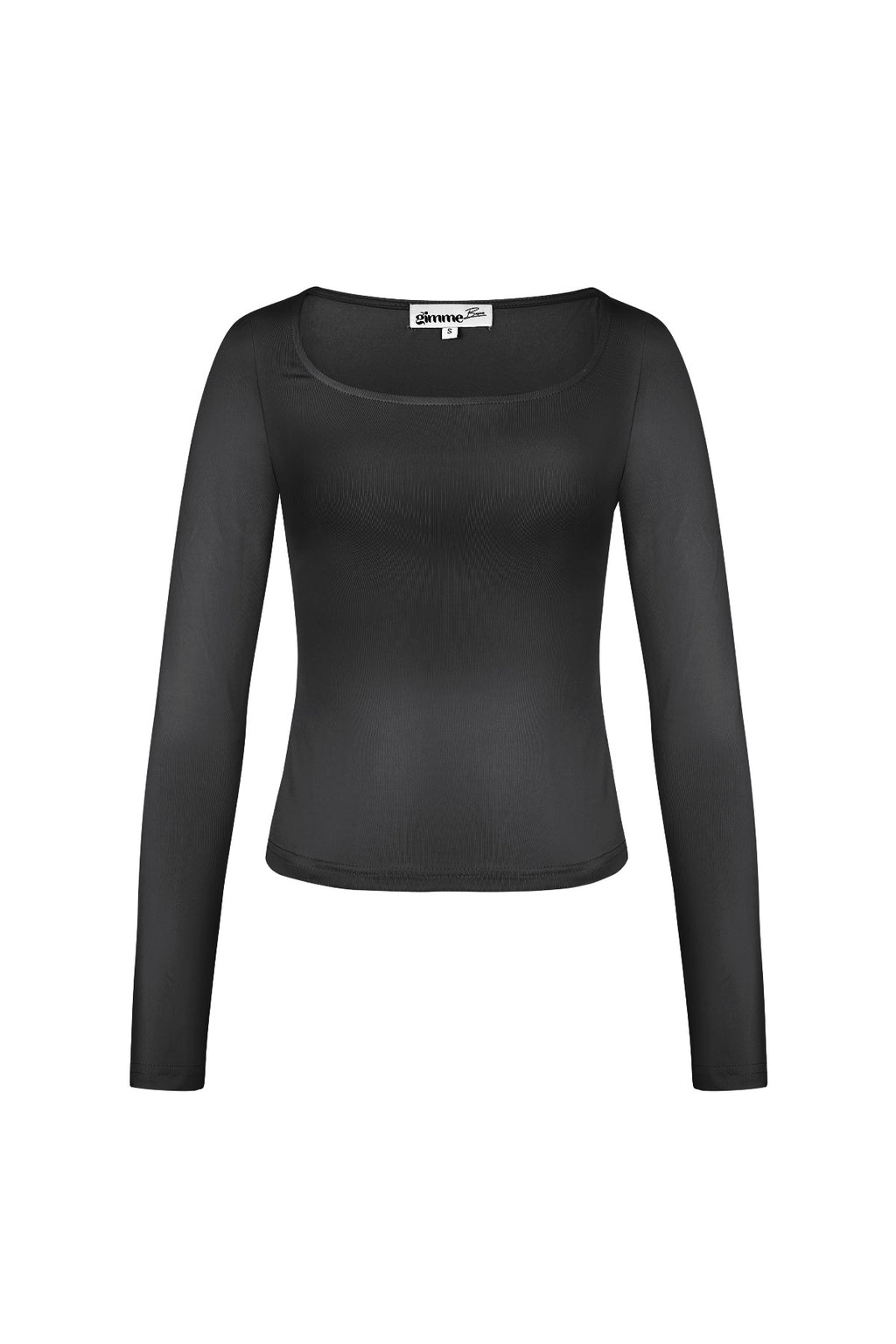 Polyester Women's Long Sleeve Crop Top Square Neckline Bodycon Fit