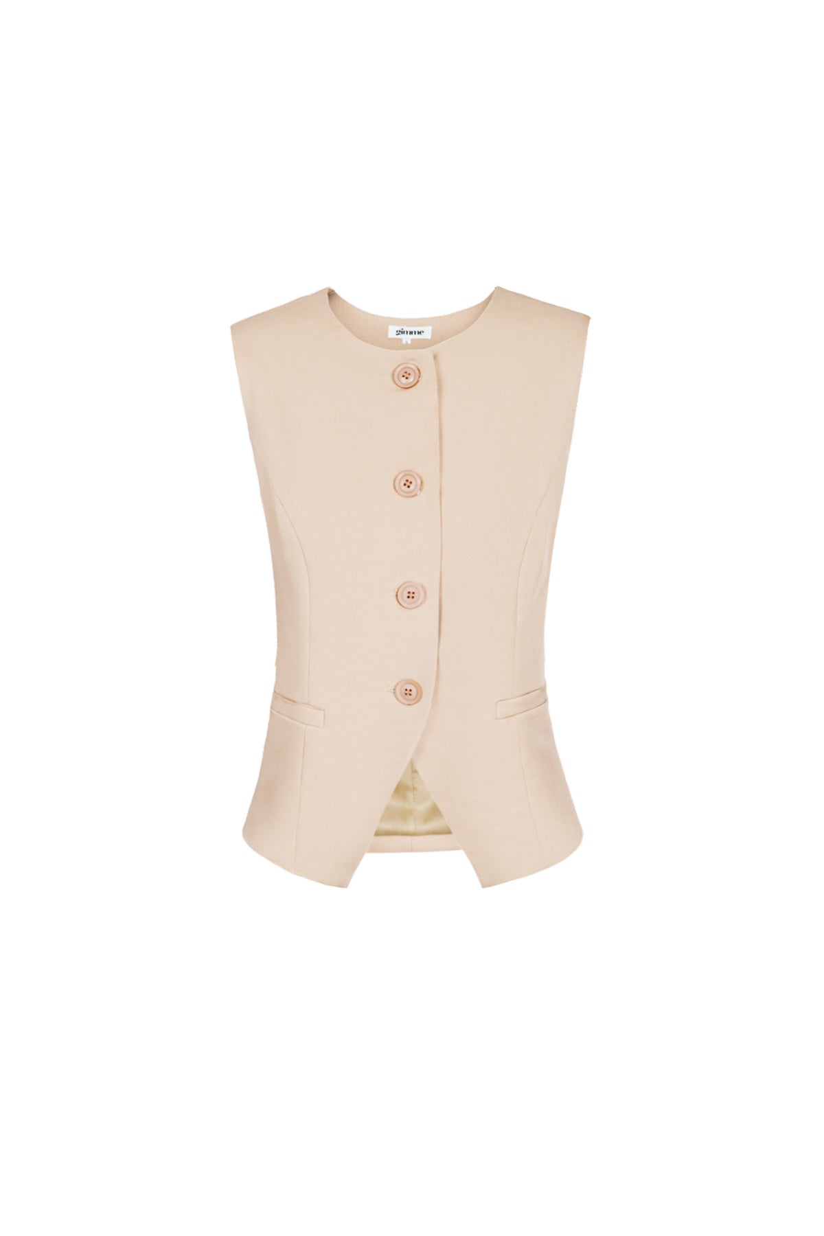 Polyester Women's Sleeveless Top Structured Button-Down Design
