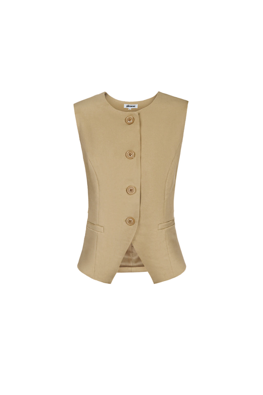 Polyester Women's Sleeveless Top Structured Button-Down Design
