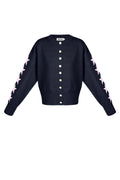 Viscose Knit Cardigan Women's Cropped Style Star Pattern