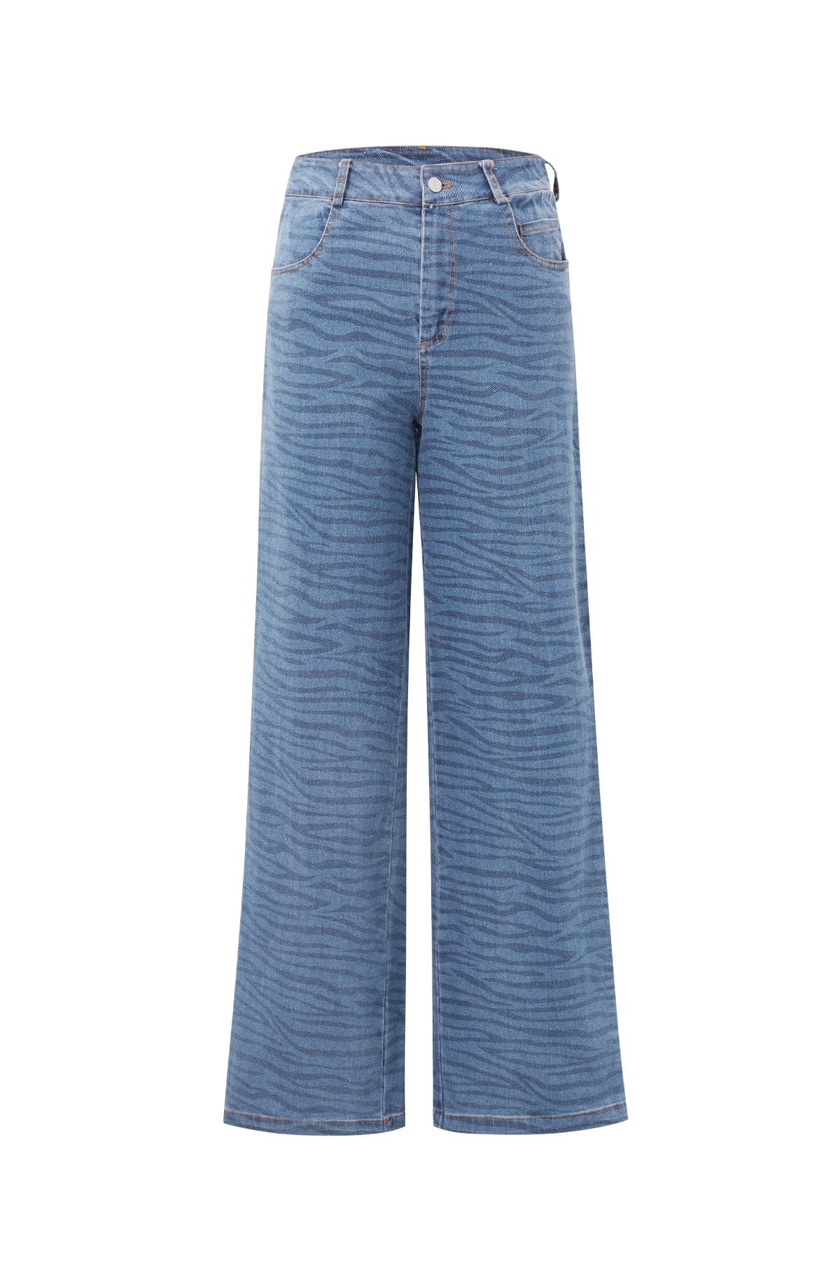 Cotton Woven Women's Straight Leg Denim Pants Medium Indigo Casual