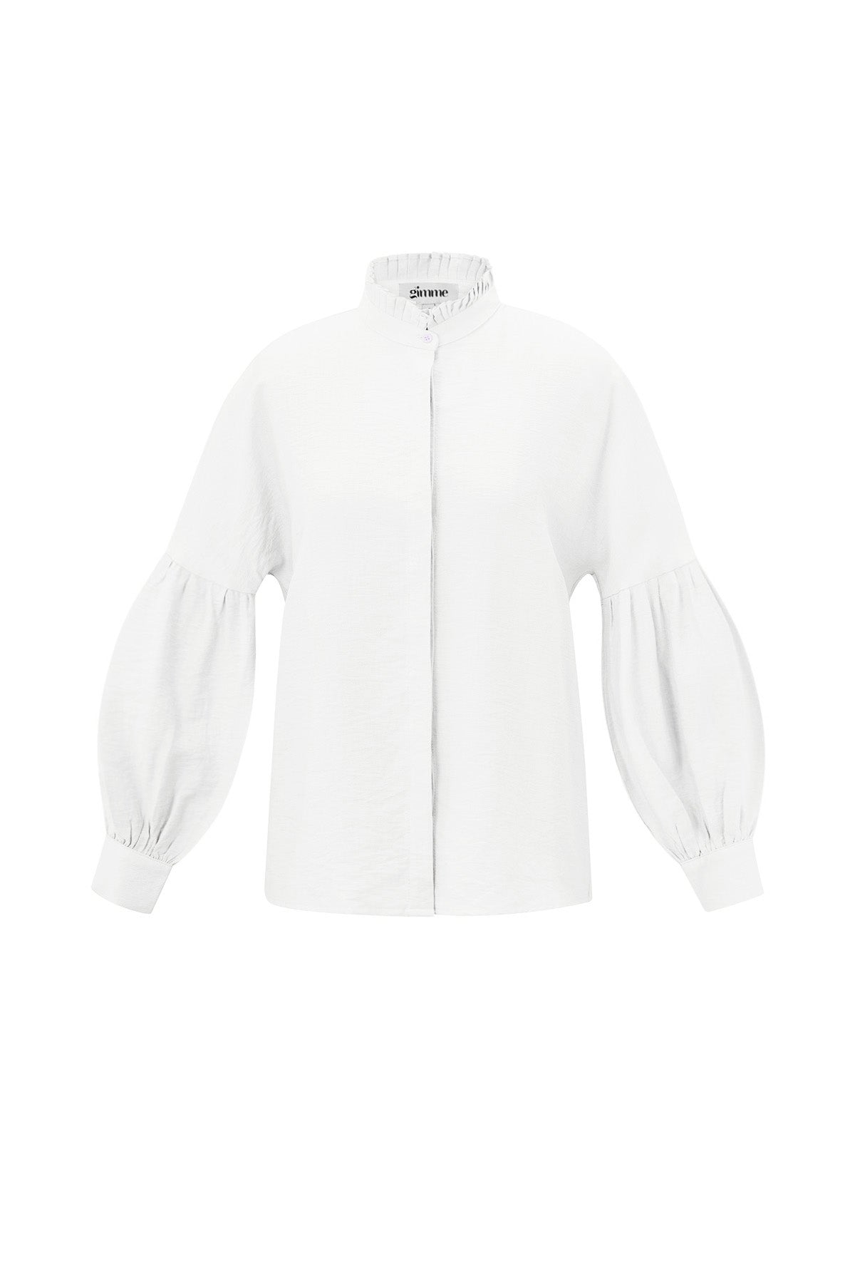 Viscose Women's Blouse Puff Sleeve High Neck