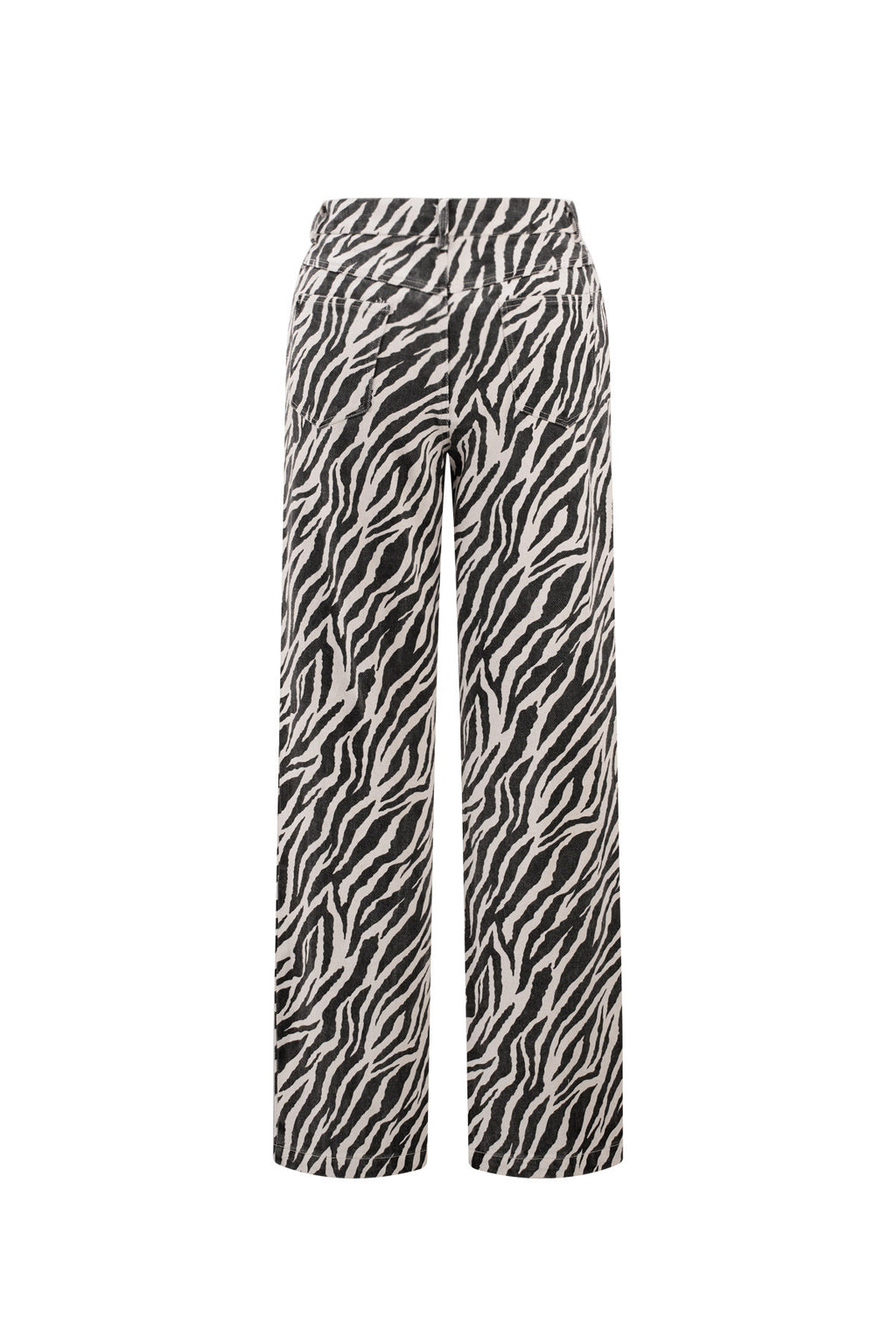 Woven Cotton Women's Straight Leg Pants Casual Zebra Stripes