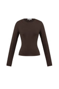 Knitted Nylon Women's Long Sleeve Top Basic Solid Color