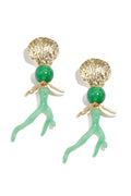 Earrings with coral and sea pendants