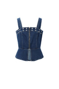 Eyelet Statement Denim Top