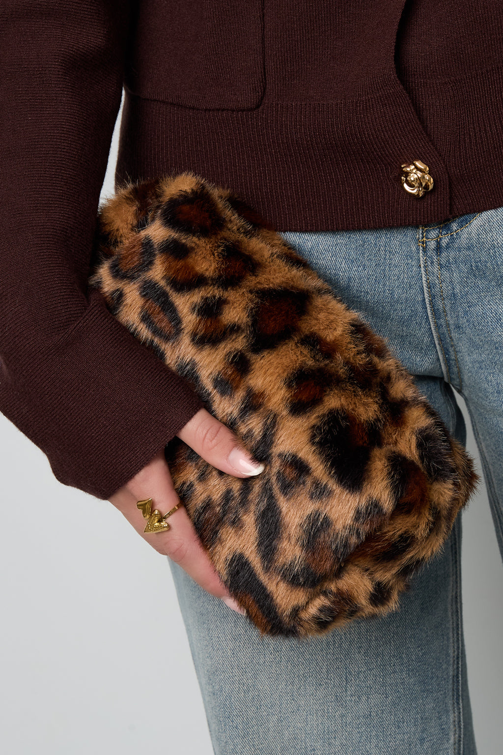 Soft leopard makeup bag