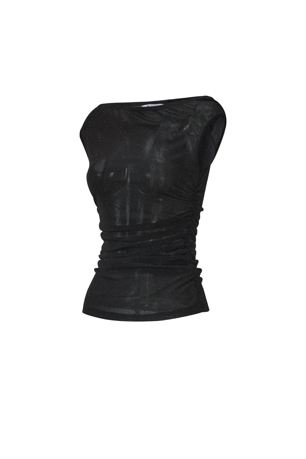 Woven Polyester Fiber Women's Sleeveless Top Sexy Sheer Solid Color