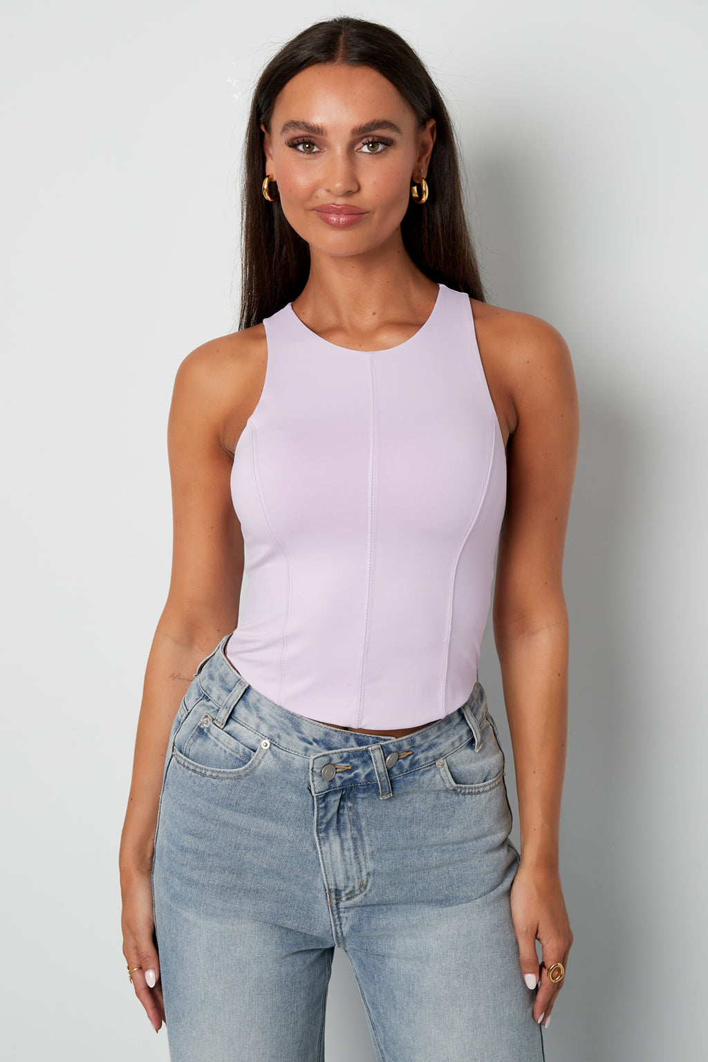 Knitted Nylon Women's Sleeveless Top Spring/Summer Basic Solid Color