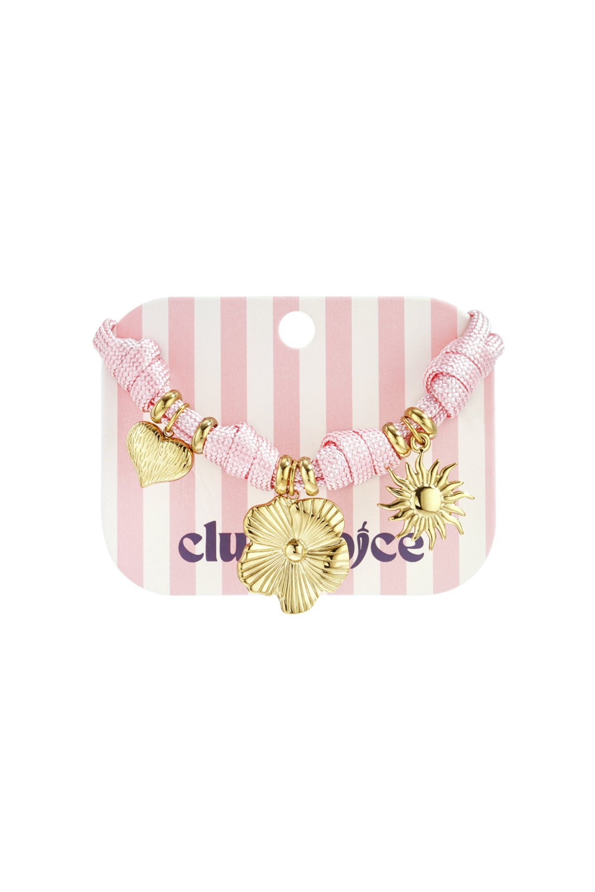 Rope bracelet with knots and various charms