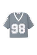 Knitted Cotton Women's V-Neck T-Shirt Sporty Color Clash