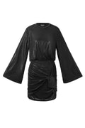 Woven Polyester Fiber Women's Mini Dress Elegant Tie-up
