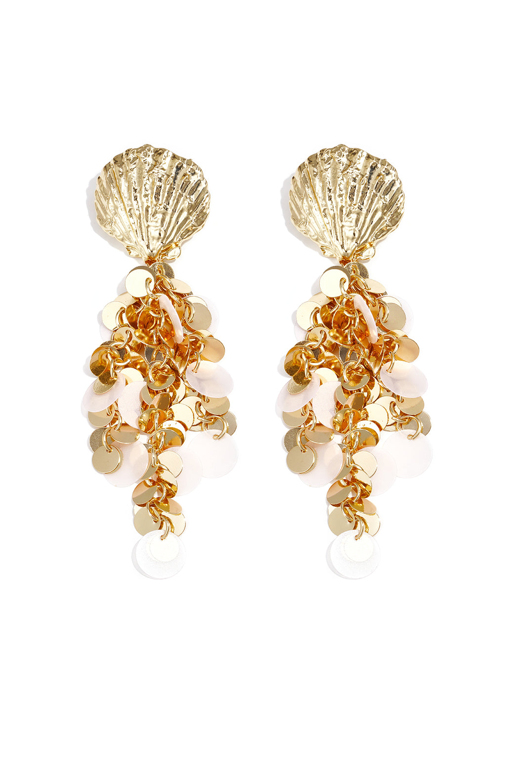 Shell earrings with hanging sequins