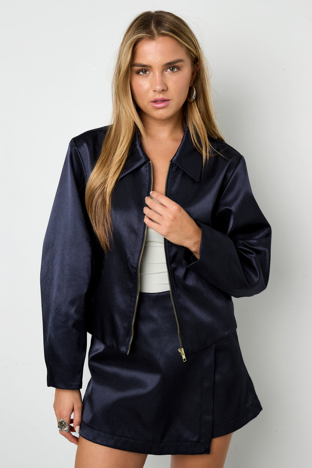 Woven Polyester Fiber Women's Jacket Casual Fall/Winter Solid Color
