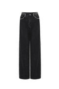 Woven Cotton Women's Straight Leg Pants Street Solid Color