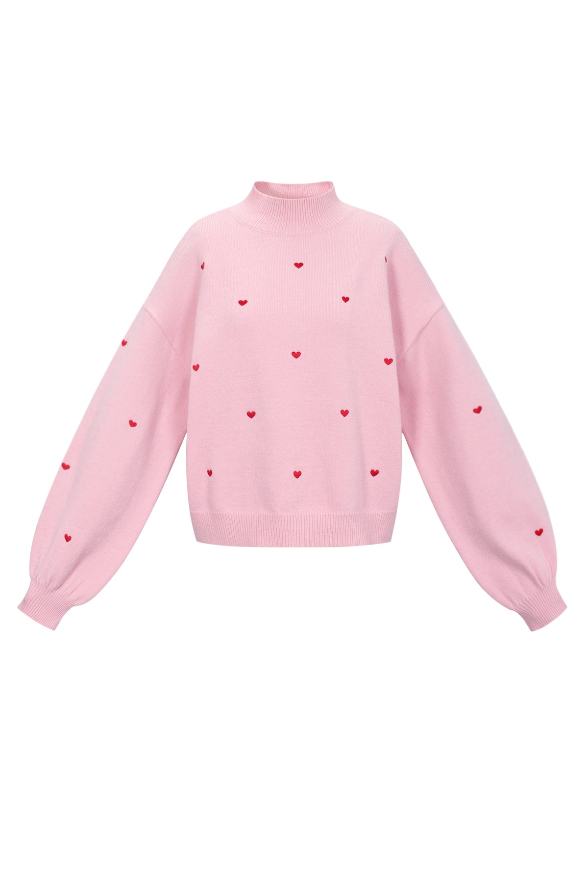 Knitted sweater with hearts