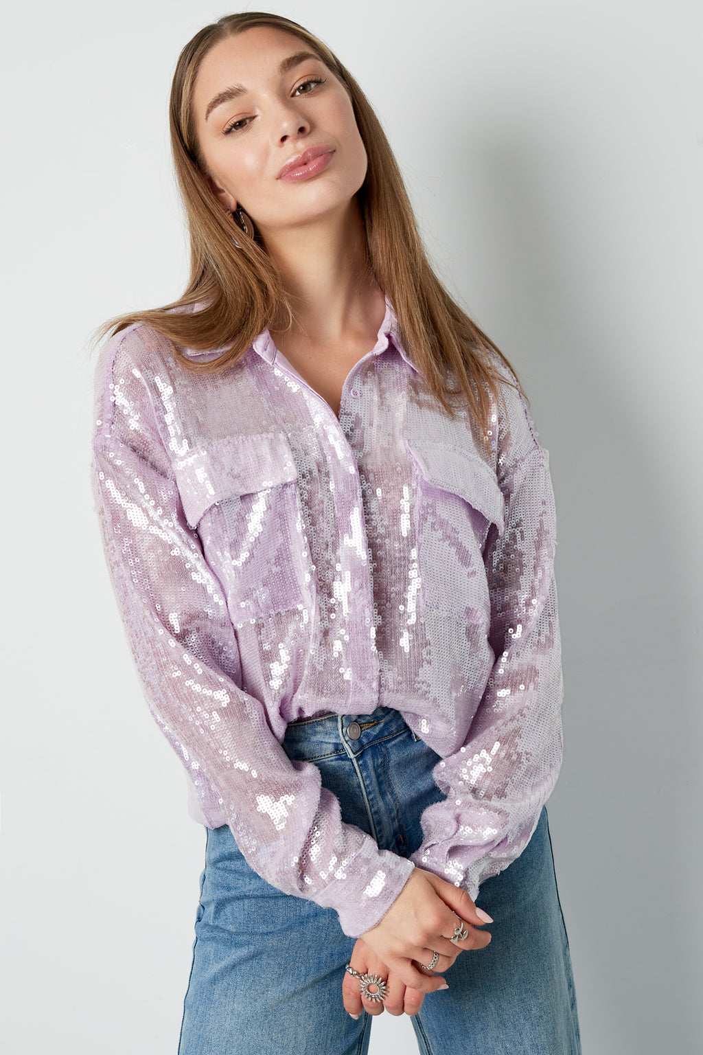 Woven Polyester Fiber Women's Blouse Elegant Solid Color Spring/Summer
